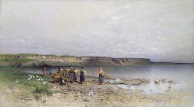 Lake Balaton with the Shore of Akarattya, 1885 by Geza Meszoly
